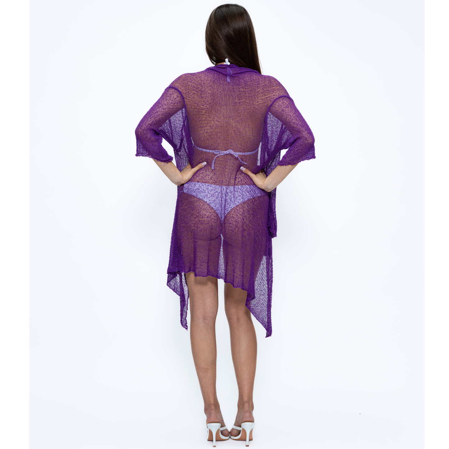 Blue Mesh Crochet Beach Cover-Ups - CH702