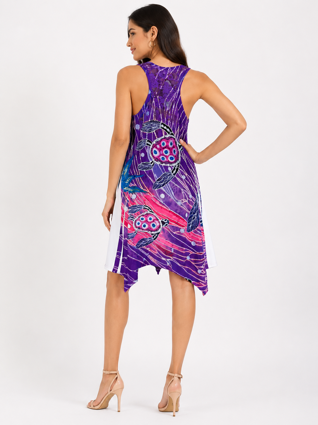 Women's Tropical Print Tank Beach Cover-Up Dress - CHD-02