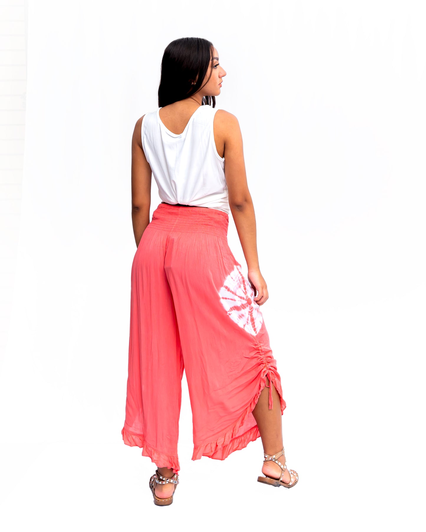 Rayon Tie-Dye Pants in Coral (P-15 TD)