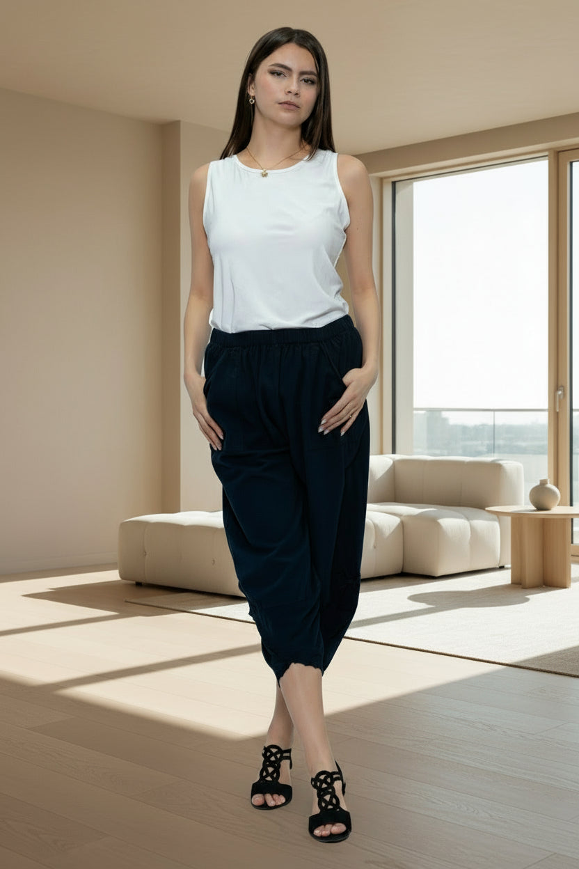 Cotton Solid Pants in Black (CHP-281)