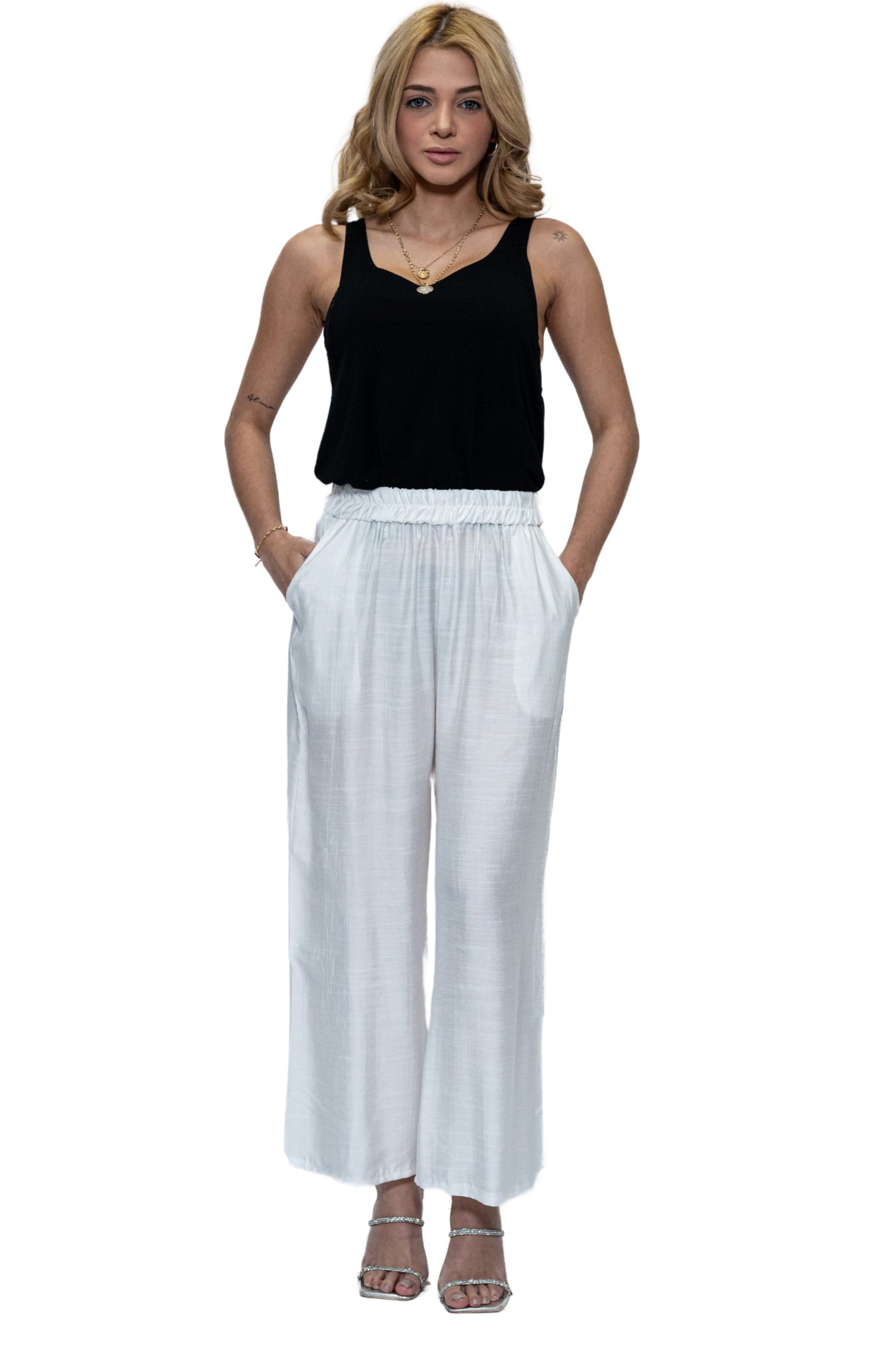 Beige Solid Pants with Pockets - (CHP-8215)