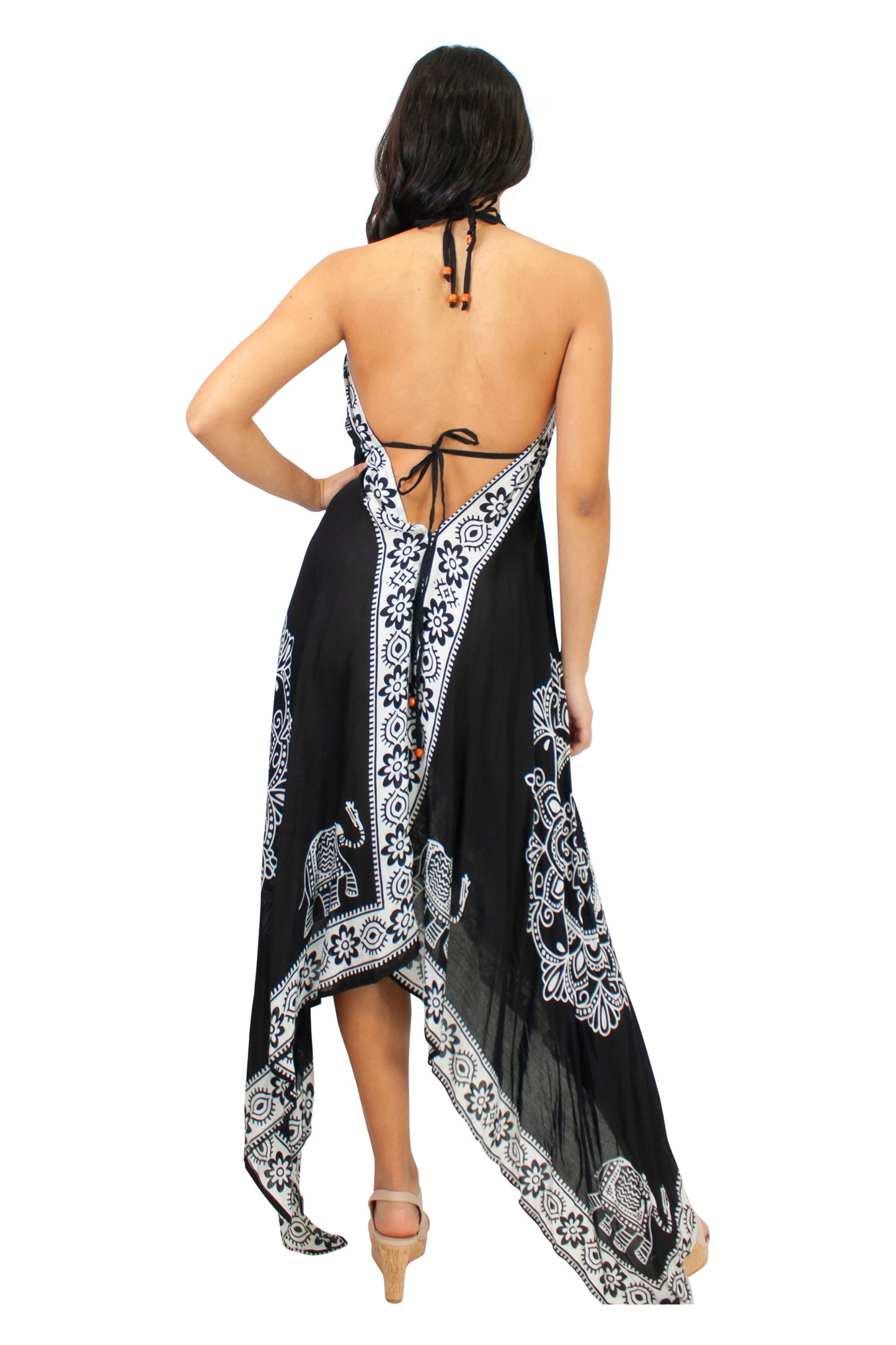 Lazy Daisy Adjustable halter handkerchief dress in Black (LD5074)