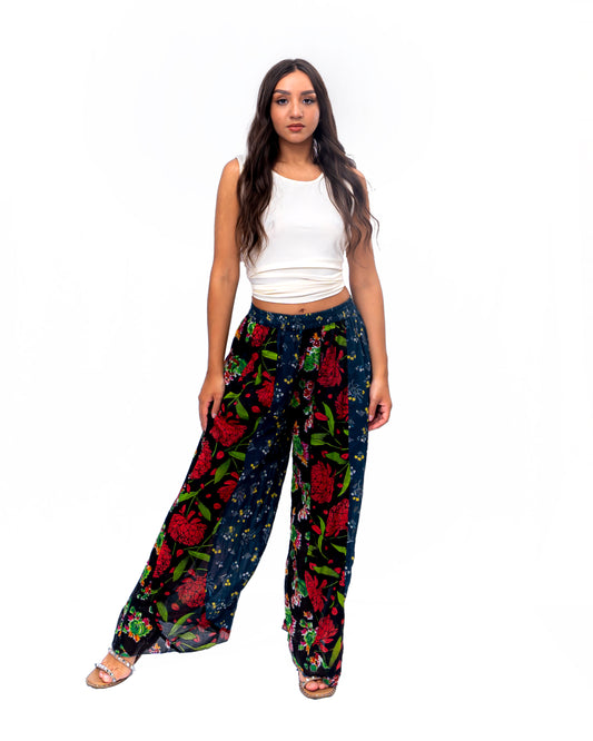 Solid Flared Pant Blue Multi Mix