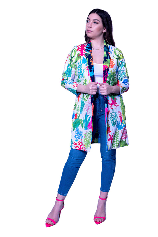 Cotton Printed Open Jacket