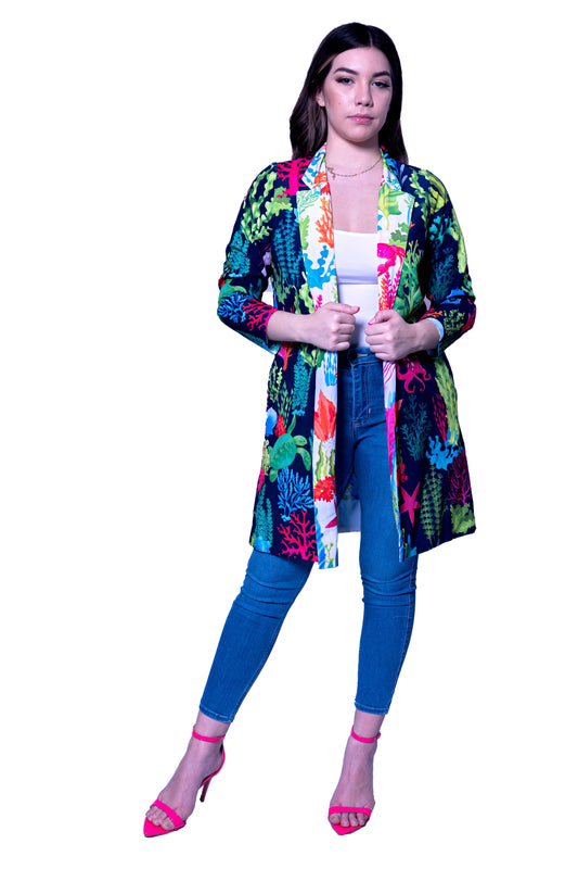 Cotton Printed Open Jacket
