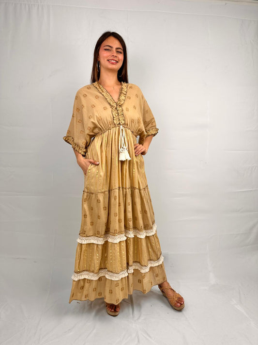 Relaxed Fit Tie and Dye Maxi Dress (DK-2085)