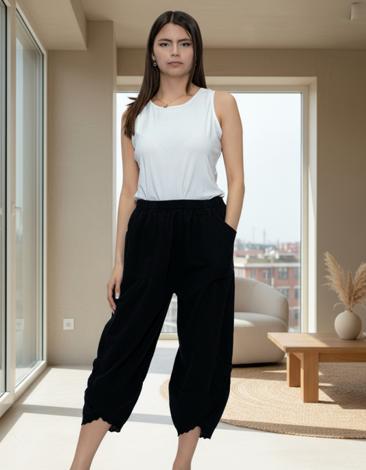Cotton Solid Pants in Black (CHP-281)