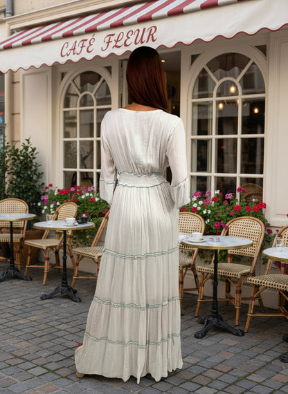 Relaxed Fit Elegant Maxi Dress in White (DK-2083)