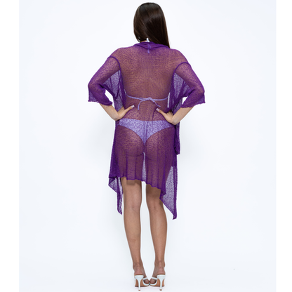 Blue Mesh Crochet Beach Cover-Ups - CH702