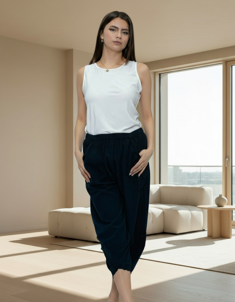 Cotton Solid Pants in Navy (CHP-281)