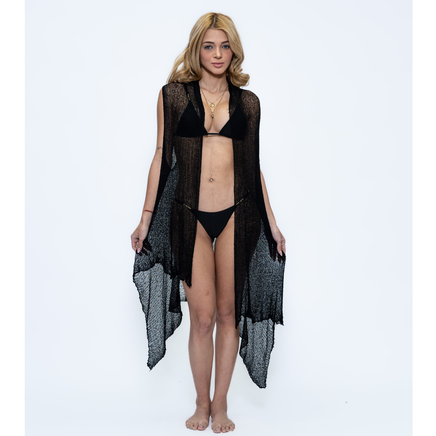 Blue Mesh Crochet Beach Cover-Ups - CH702