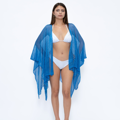Blue Mesh Crochet Beach Cover-Ups - CH703