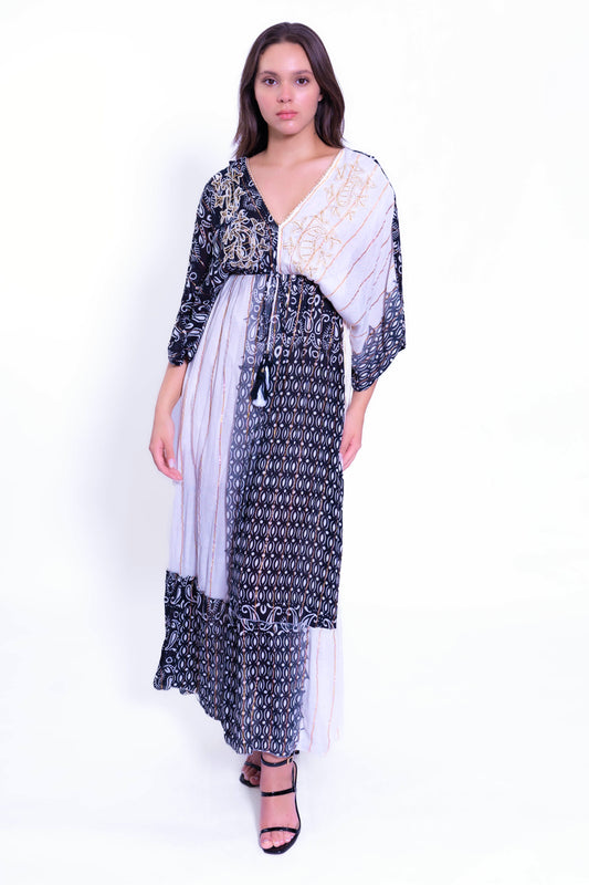 DK 8007 Two Tone Lurex Maxi Dress