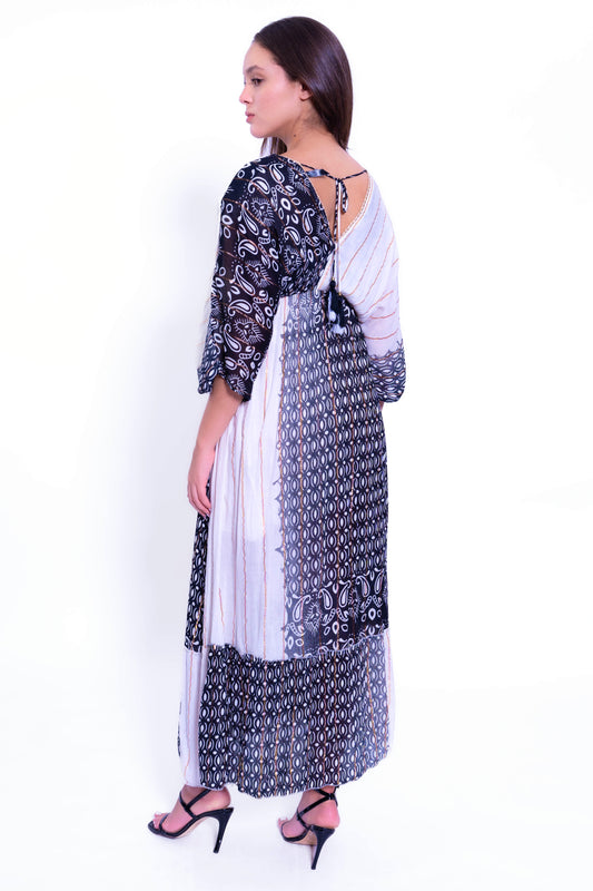 DK 8007 Two Tone Lurex Maxi Dress