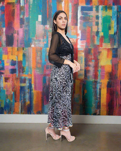 Solid Black Poly Chiffon Shrug - 3825
