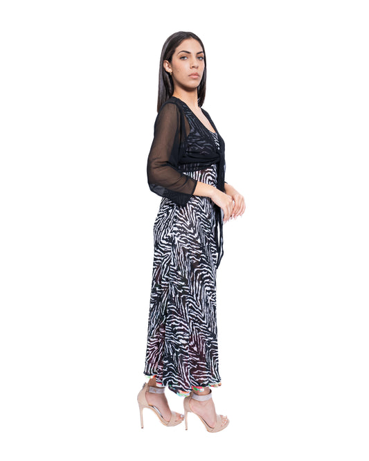 Solid Black Poly Chiffon Shrug - 3825