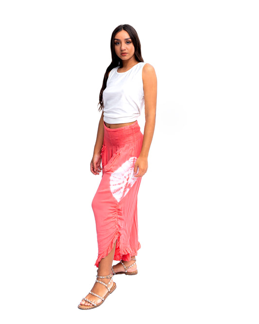 Rayon Tie-Dye Pants in Coral (P-15 TD)
