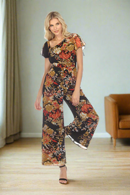 Black Floral Printed Jumpsuit - DK 8715