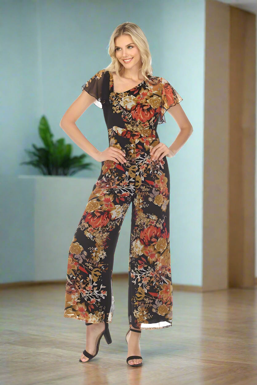 Black Floral Printed Jumpsuit - DK 8715