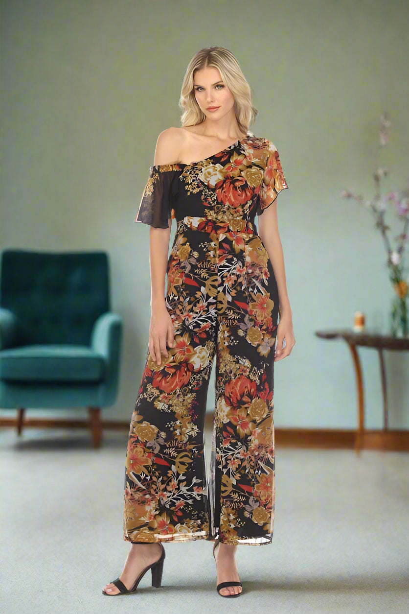 Black Floral Printed Jumpsuit - DK 8715