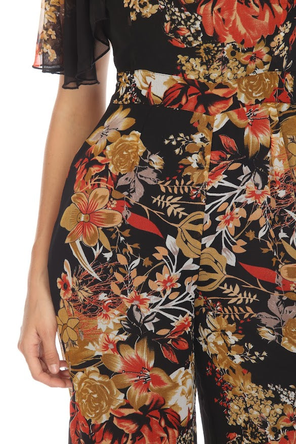 Black Floral Printed Jumpsuit - DK 8715