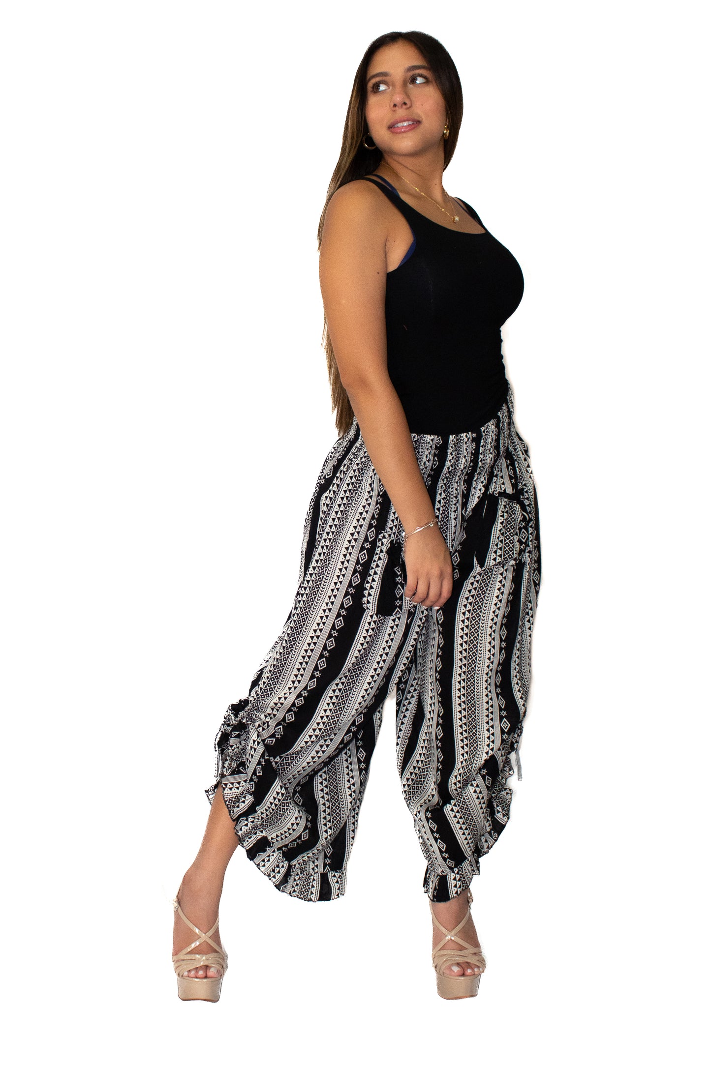 Rayon Printed Pants in Black (P-103)