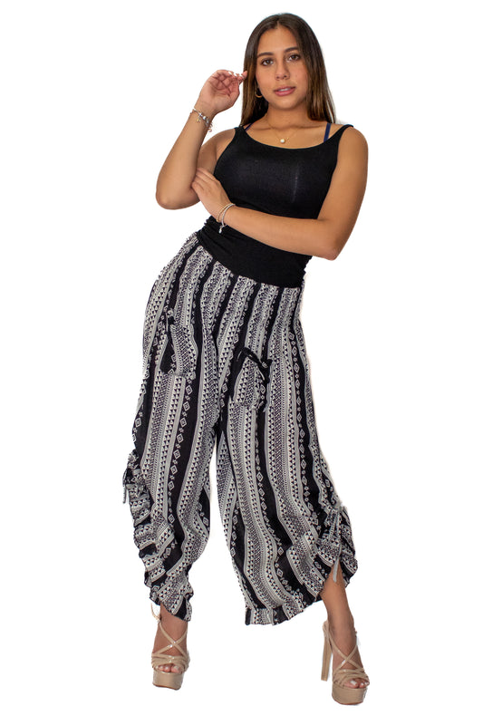 Rayon Printed Pants in Black (P-103)