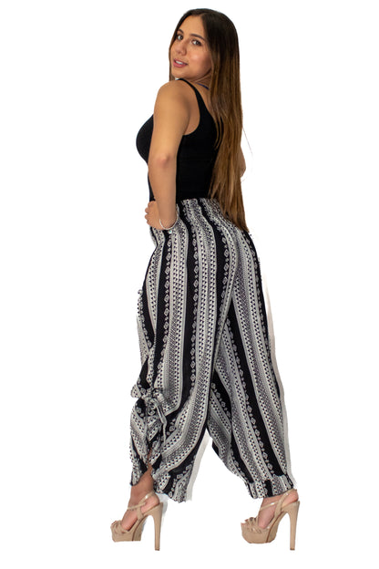 Rayon Printed Pants in Black (P-103)