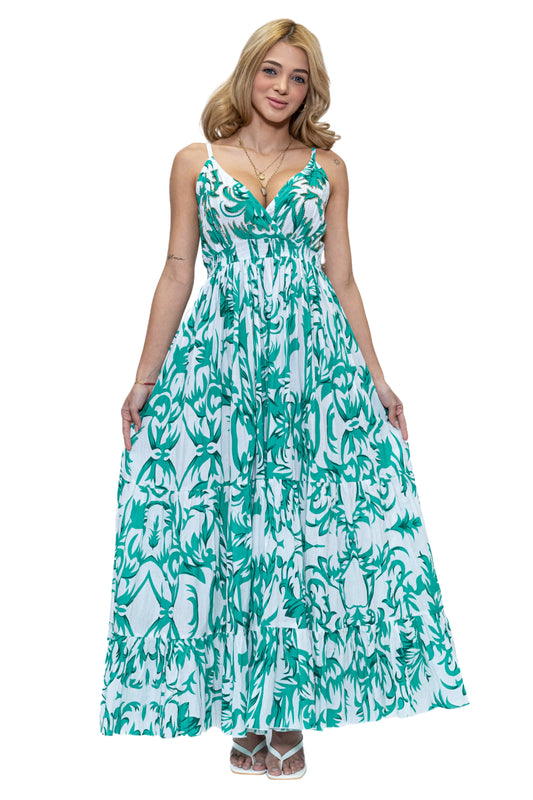 DK 5002 Tropical Print Cotton Dress