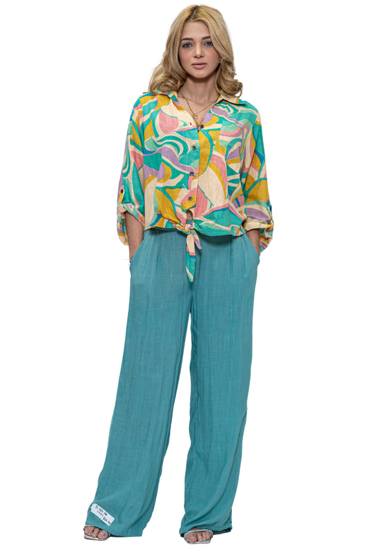 1012 Solid Rayon Pants