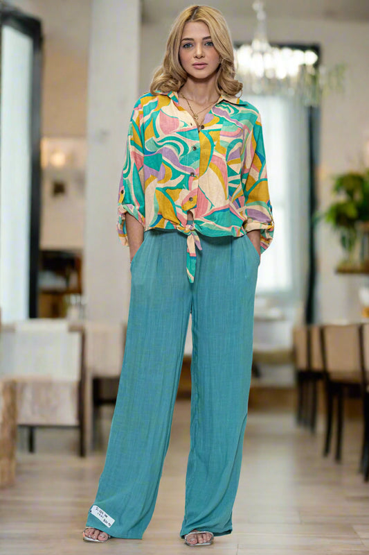 Rayon Solid Pants with Pockets (P-1006)