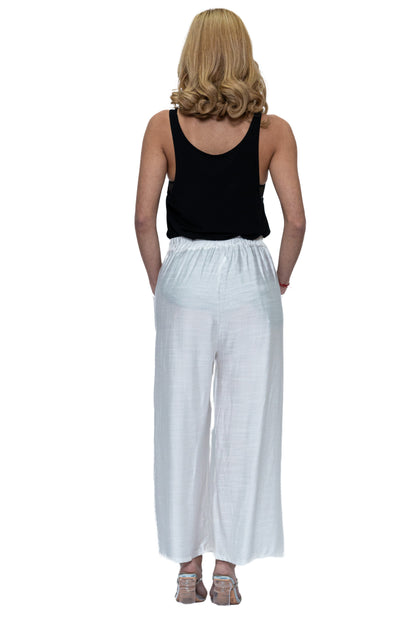 White Solid Pants with Pockets - (CHP-8215)