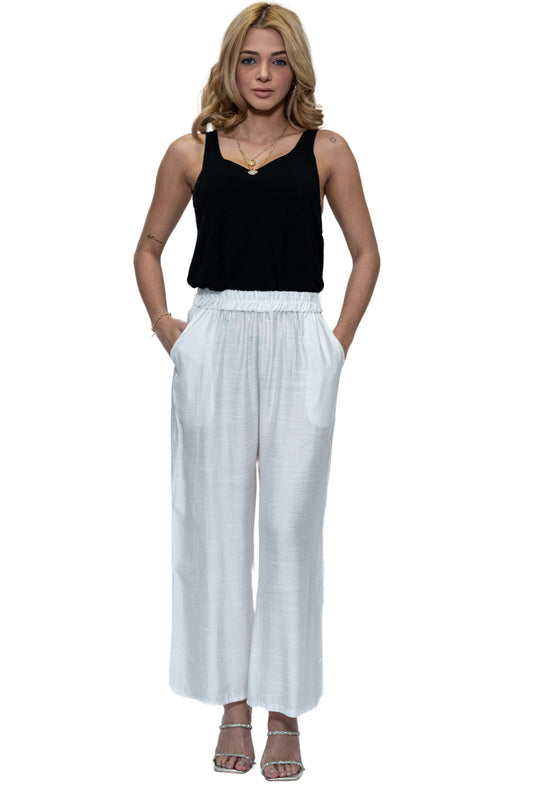 White Solid Pants with Pockets - (CHP-8215)