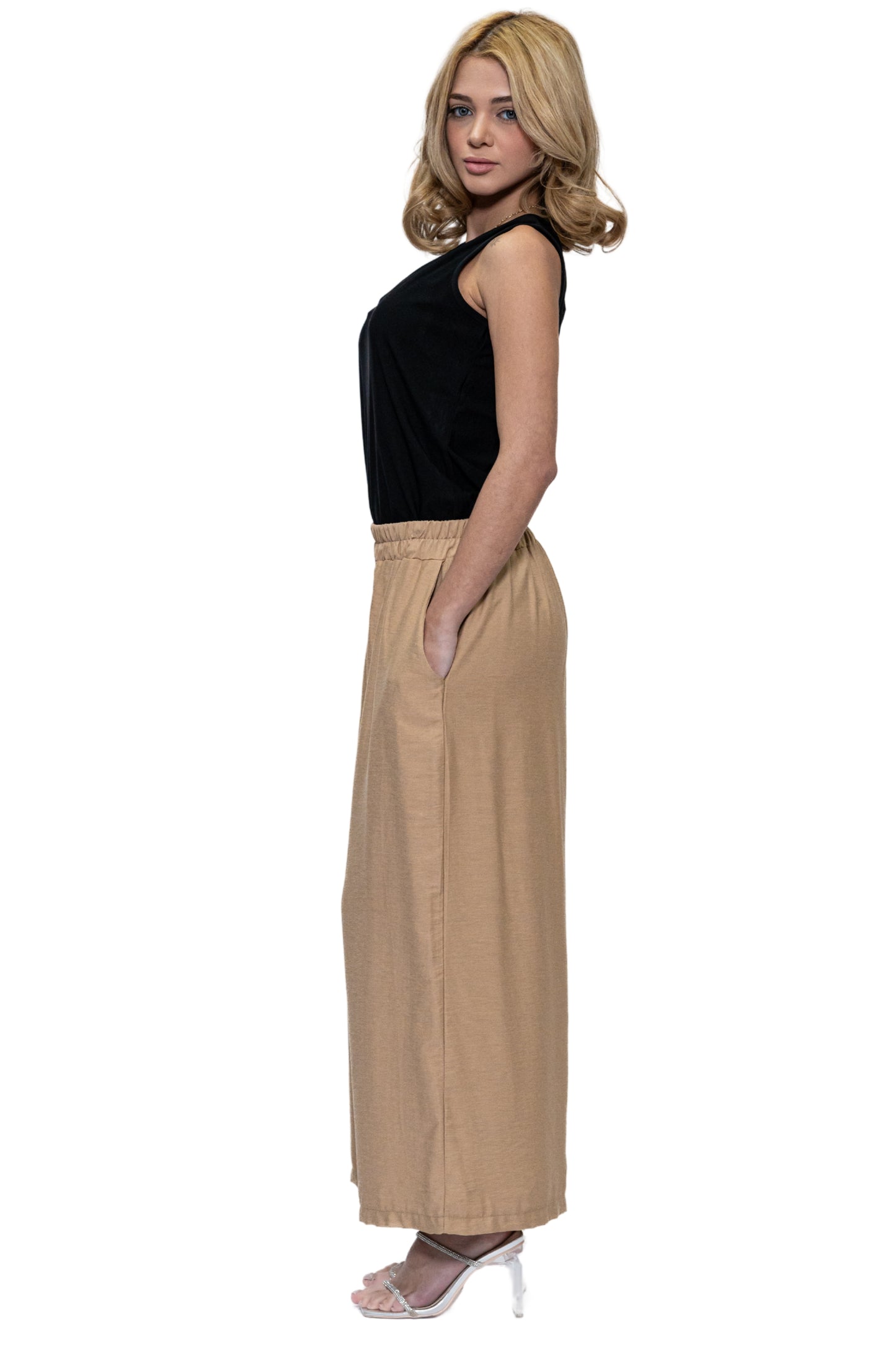 Beige Solid Pants with Pockets - (CHP-8215)