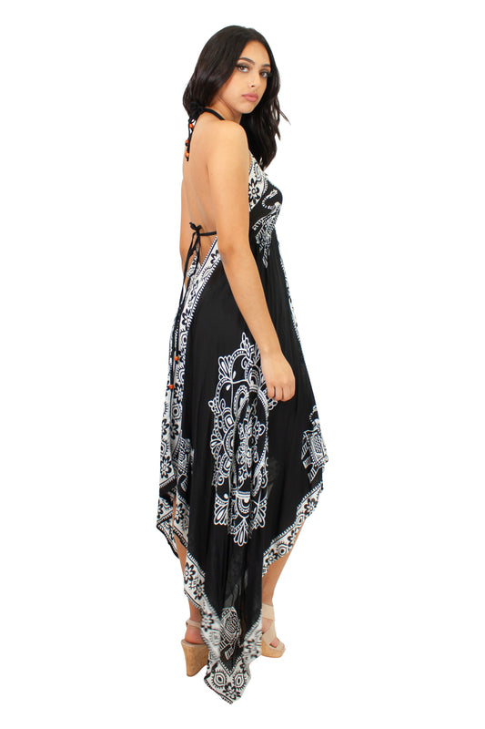 Lazy Daisy Adjustable halter handkerchief dress in Black (LD5074)