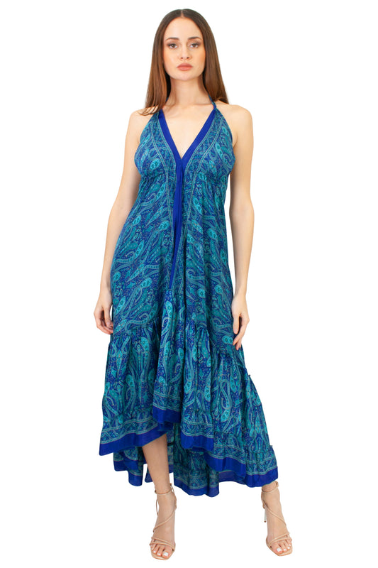 Lazy Daisy high-low adjustable halter dress Blue (DK-07V)