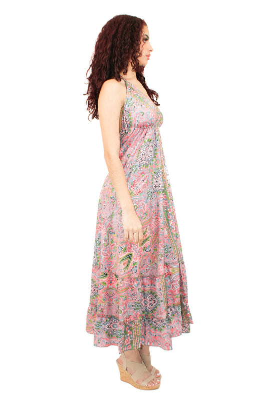 Lazy Daisy high-low adjustable halter dress in Pink (DK-5036S)