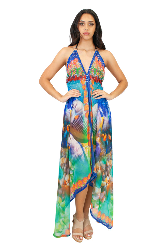 LD-104 Dress in Blue Mix