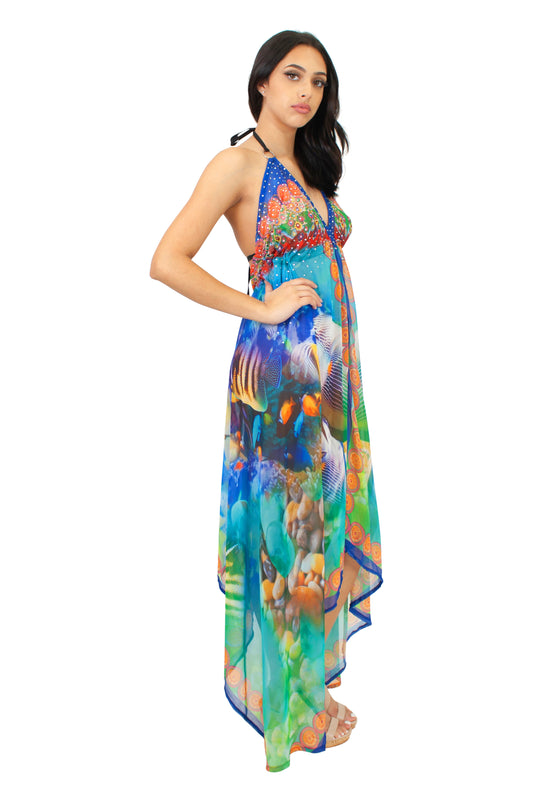 LD-104 Dress in Blue Mix