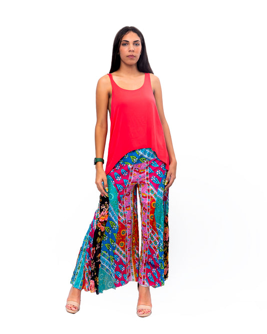 Multicolor Solid Flared Pant