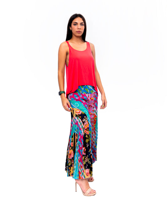 Multicolor Solid Flared Pant