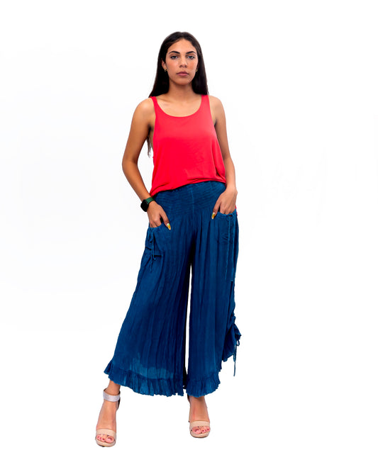 Solid Bottom Tie with Ruffle Pant