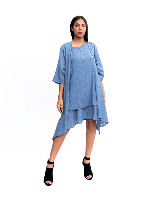 Blue Plain Open Jacket/ Shrug