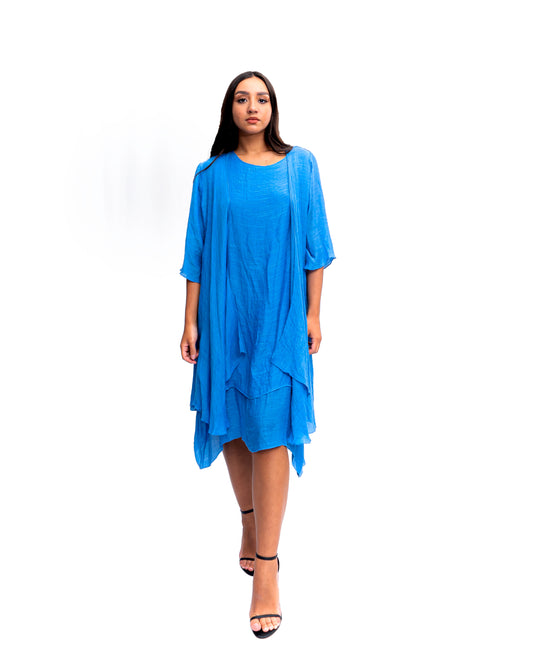 Blue color Back Embroidered Open Jacket/ Shrug