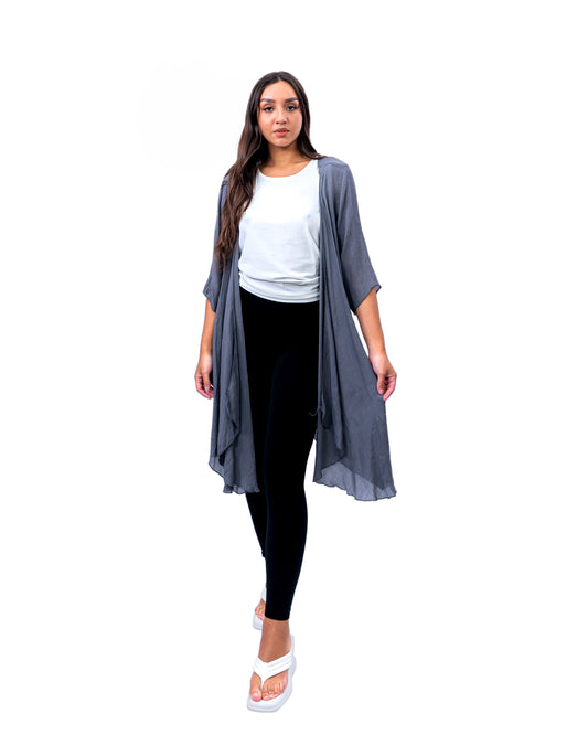 Gray Open Jacket/ Long Shrug
