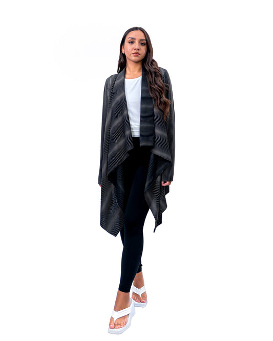 Black Open Jacket/ Long High Low Shrug