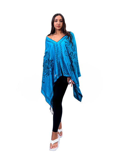 Printed Blue Kaftan Top