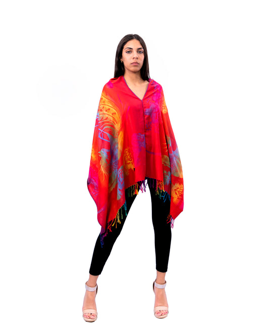 Printed Red Kaftan Top