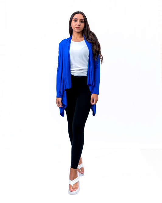 Blue Open Jacket/ High Low Shrug