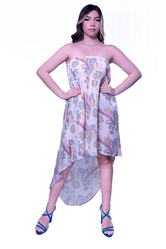 Off shoulder Printed High Low Dress